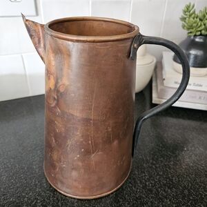 Vintage Copper Pitcher with Black Handle